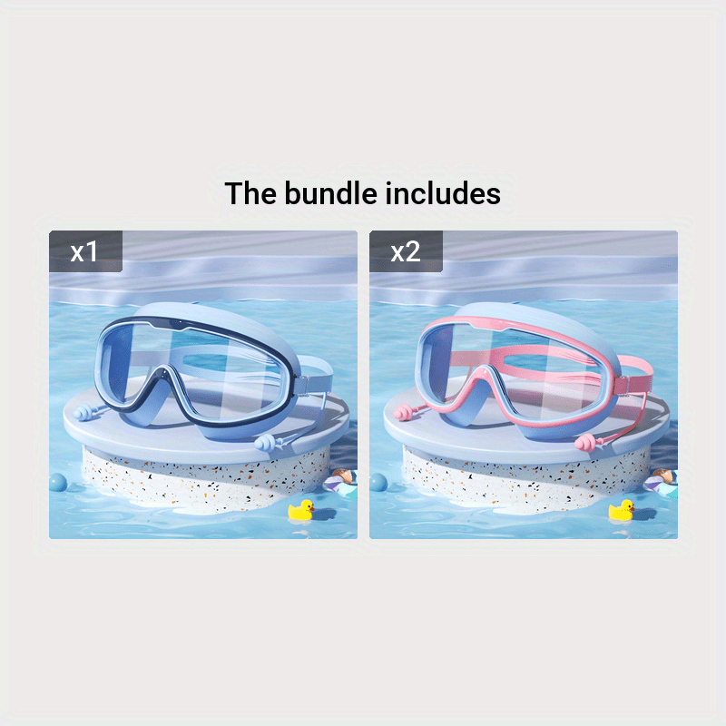 Large Frame Waterproof Swimming Goggles for Kids with Anti-Fog Technology White