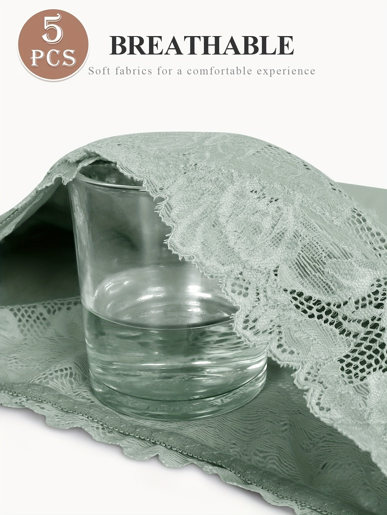 Pack de 5 braguitas de encaje de talle alto para tallas grandes, algodón, con estiramiento medio, uso diario