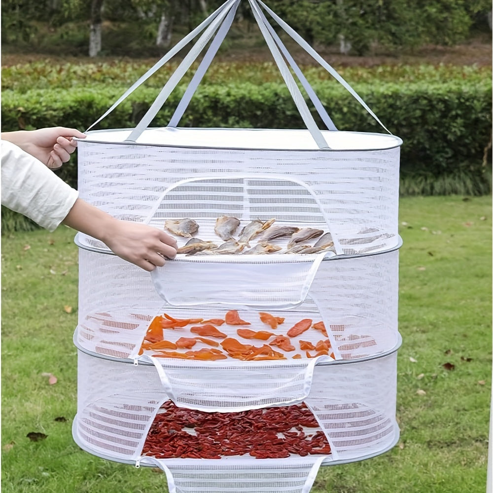 Multi-Tier Hanging Mesh Drying Rack with Plastic Frame for Herbs Flowers and Plant Buds
