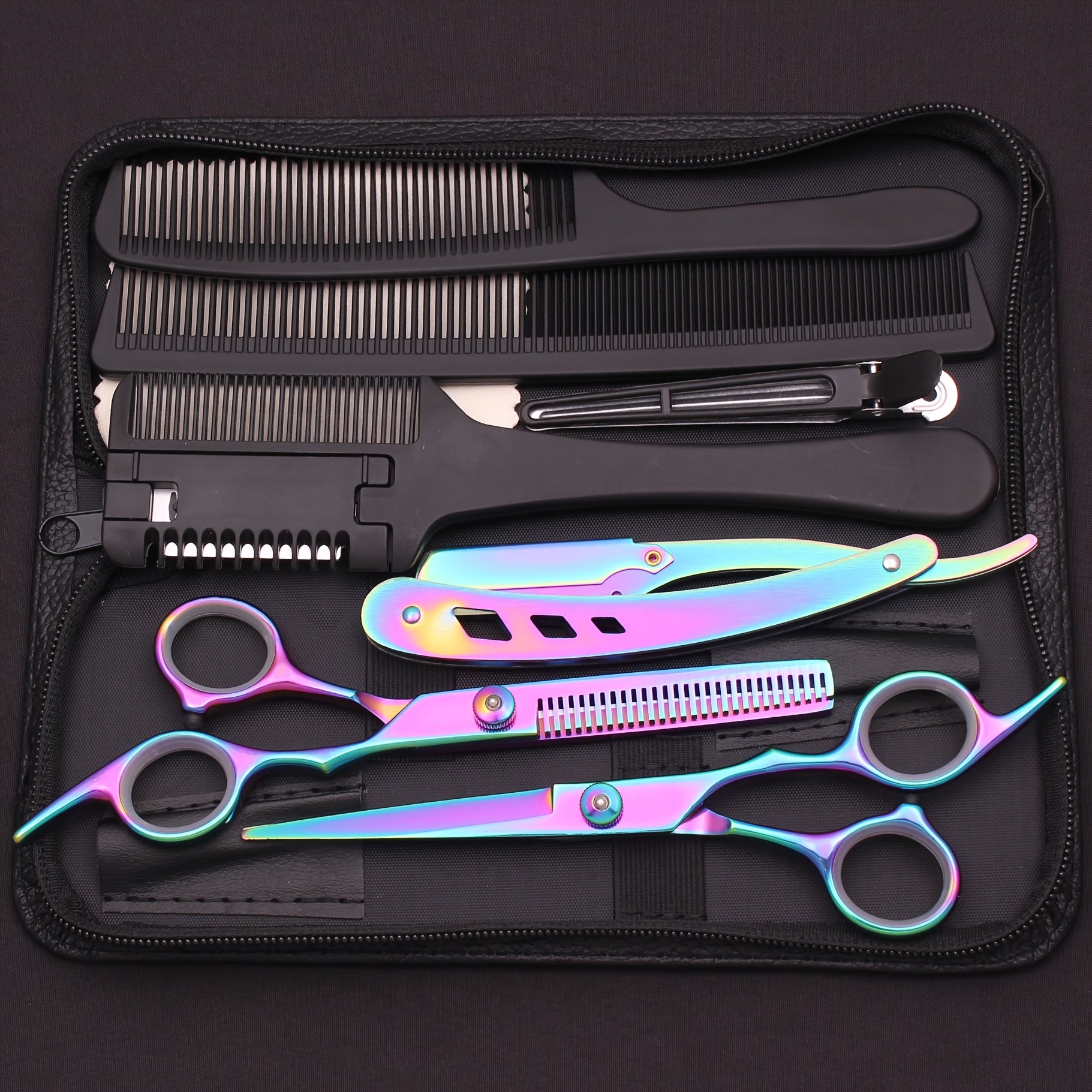 Unisex Hair Cutting Scissors Set with Thinning Shears and Comb for Stylists