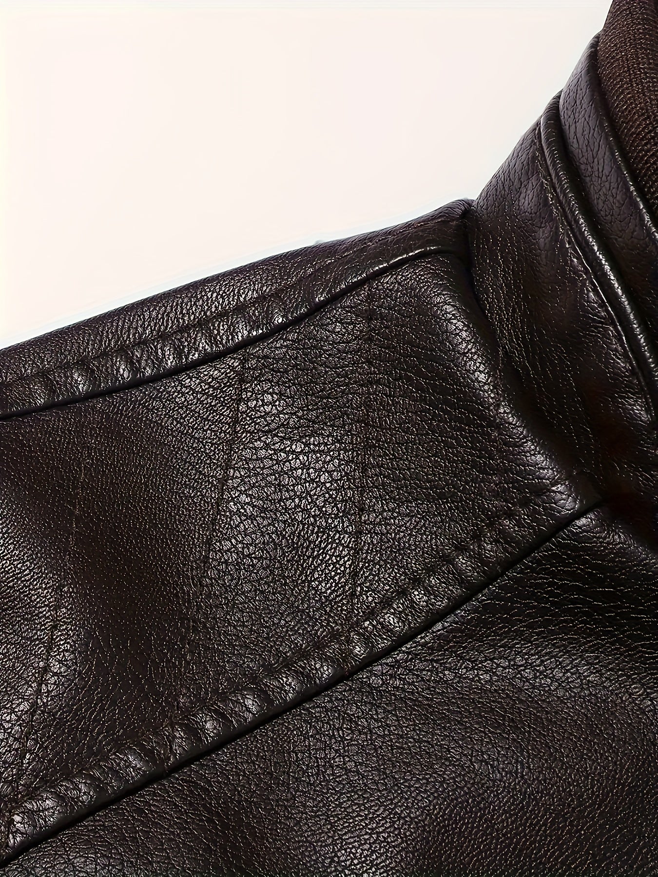 Men's PU Motorcycle Coat for Spring and Autumn with Zipper Stand Collar and Pockets