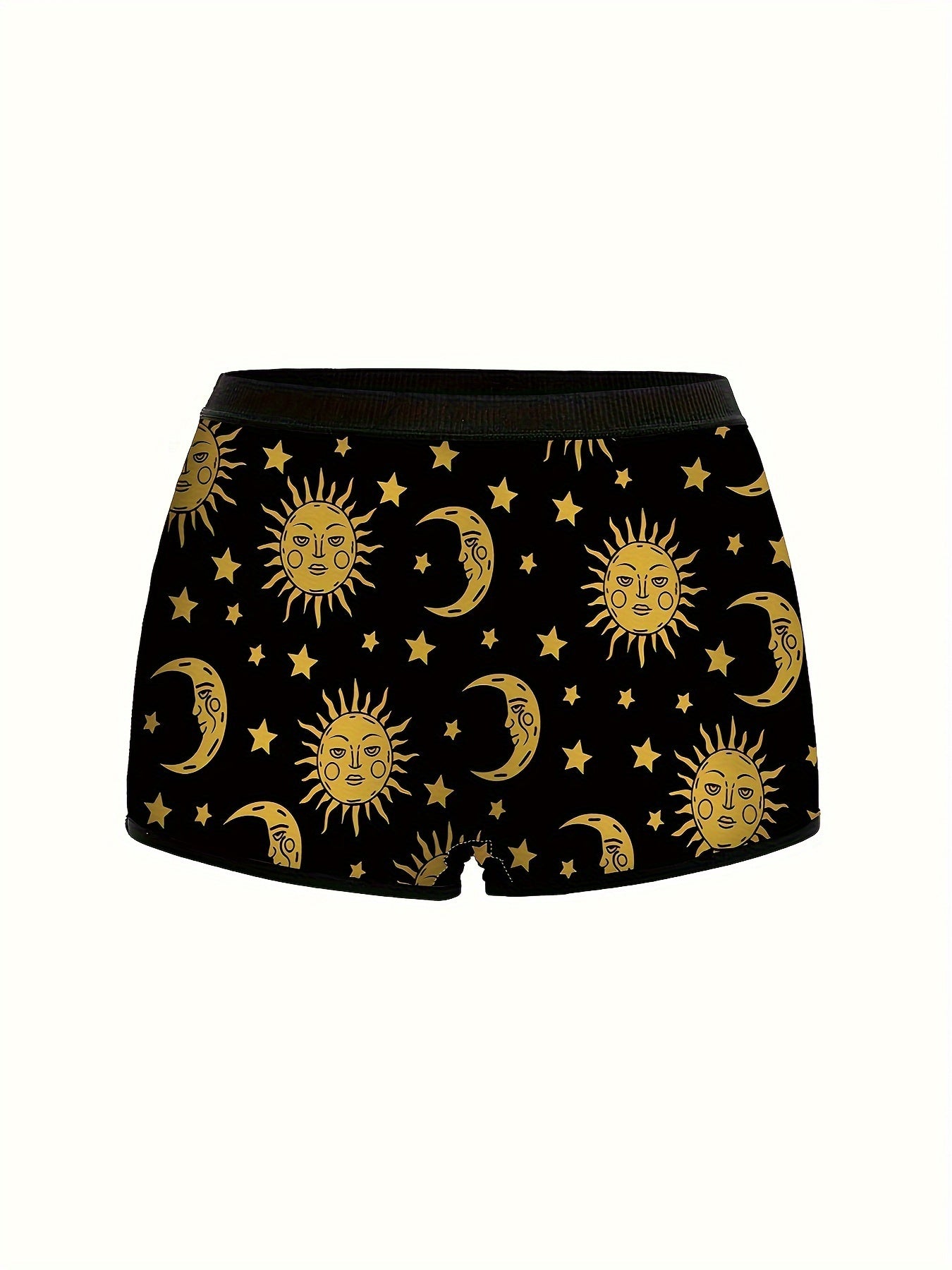 Girls Boyshort Panties 3 Pack Sun Moon Stars Print Stretchy Polyester