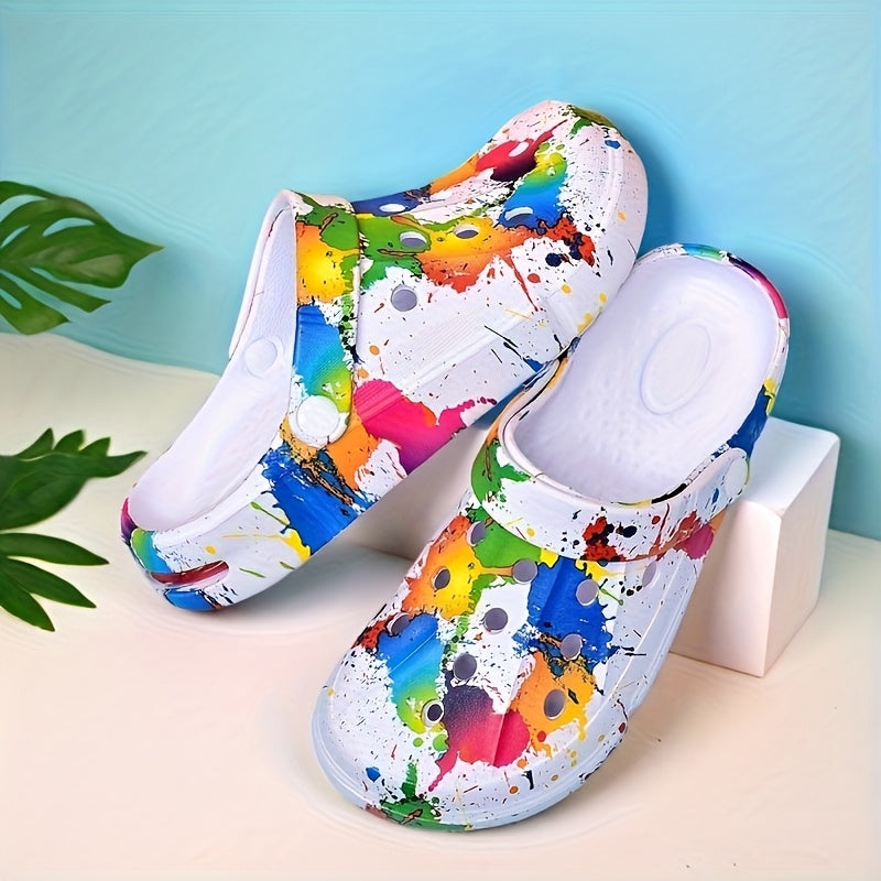 Women's Graffiti Print Clogs Lightweight Non-Slip Summer Garden Shoes