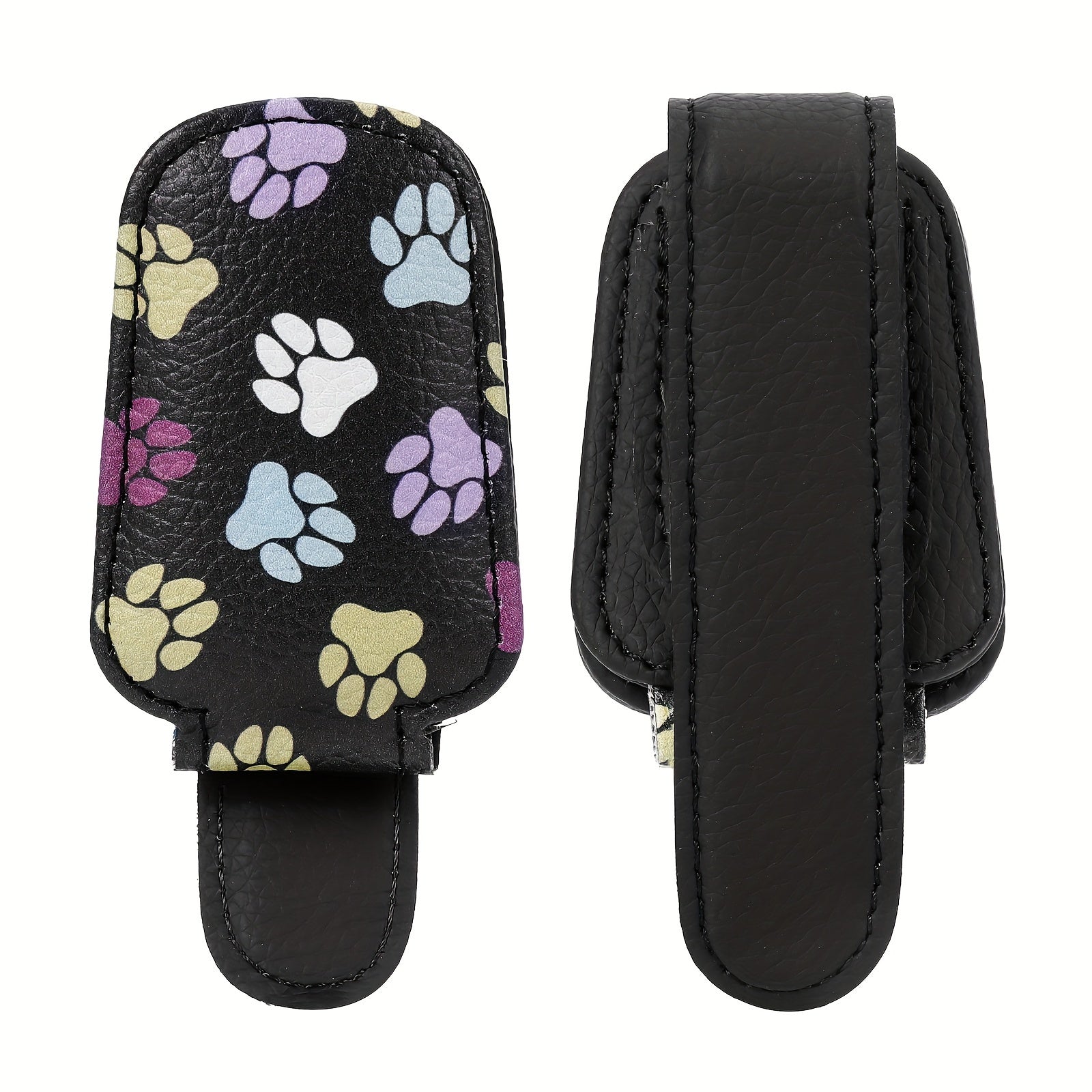 Unisex Faux Leather Magnetic Sunglasses Holder for Car Sun Visor