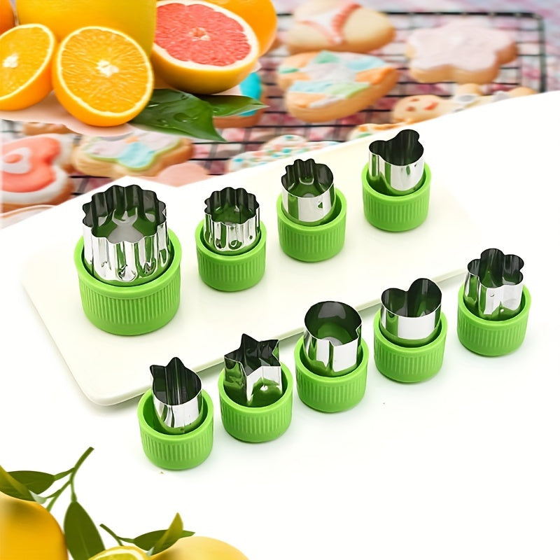 Set of 9 Stainless Steel Mini Vegetable Cutter Shapes for Baking and Food Decorating
