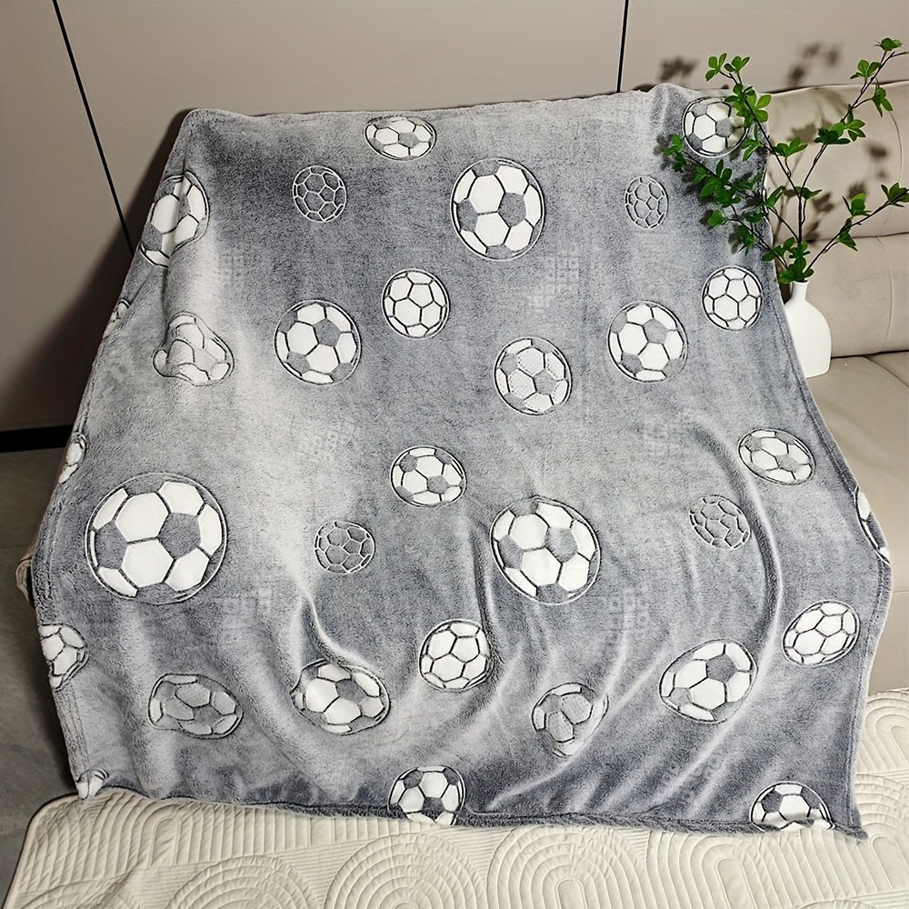 Manta de fútbol que brilla en la oscuridad, de franela, acogedora y suave, regalo para aficionados al deporte