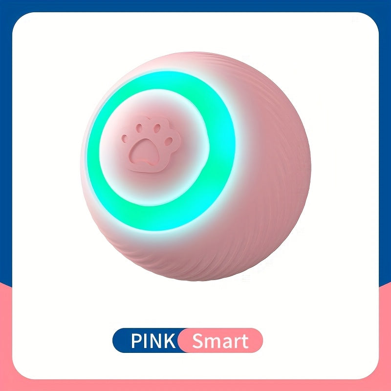 USB Rechargeable Cat Teaser Ball Striped Silicone All Breeds Interactive Toy