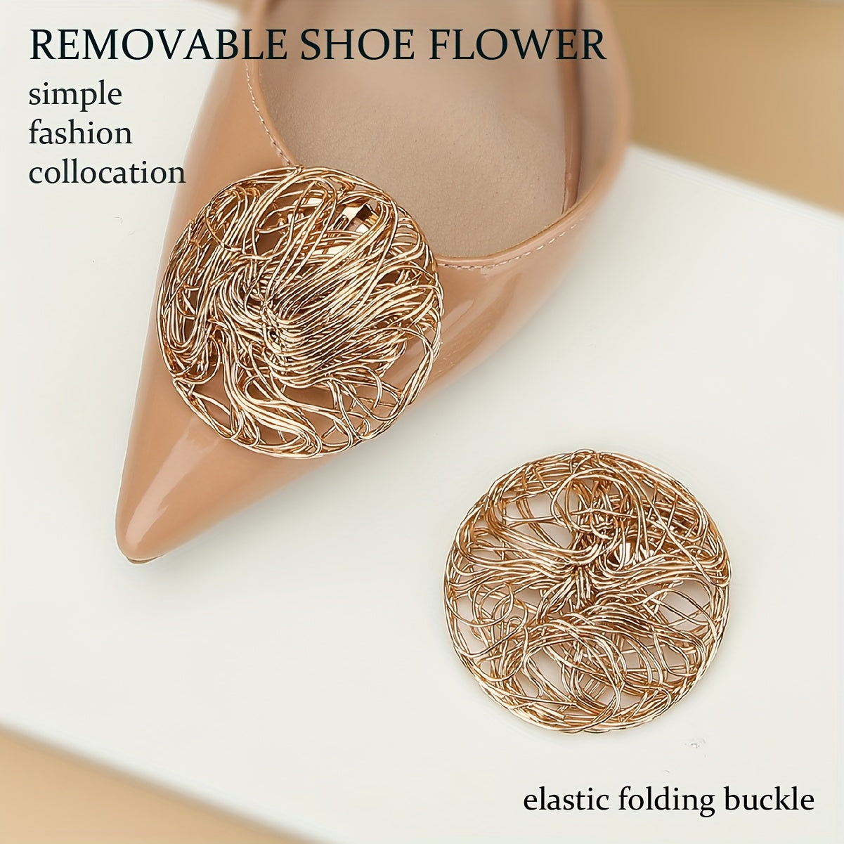 Women's Metal Round Buckle Shoe Clips Detachable High Heel Accessories