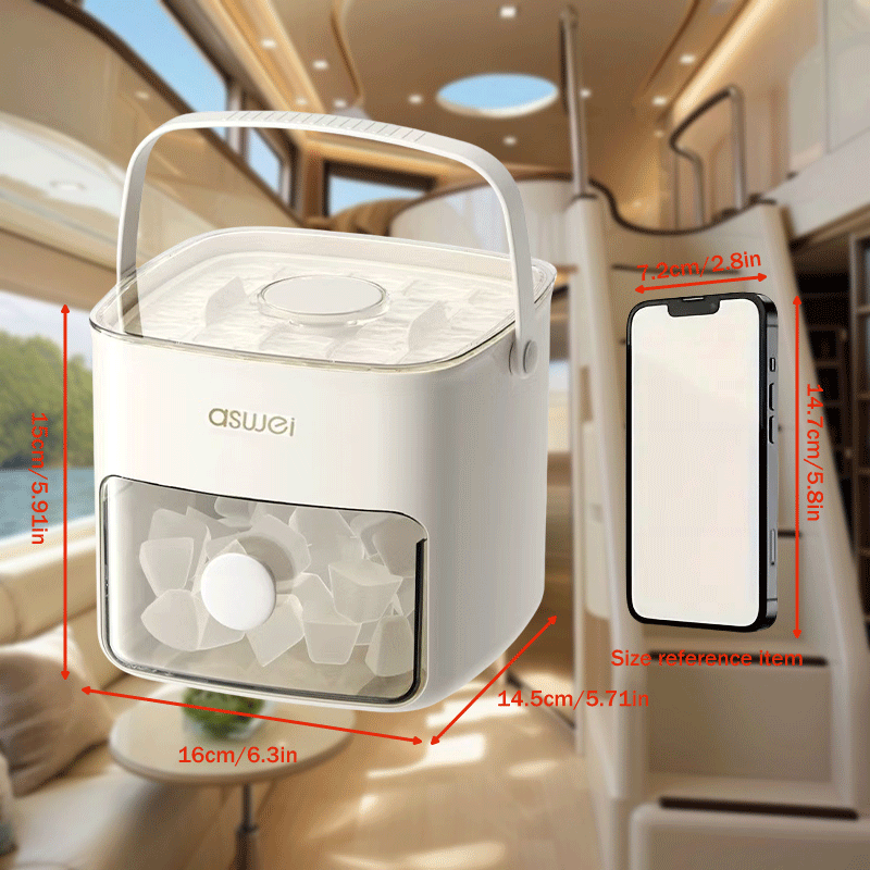 Máquina de hielo portátil de mano, cubitos de hielo sin electricidad, gran capacidad, duradera