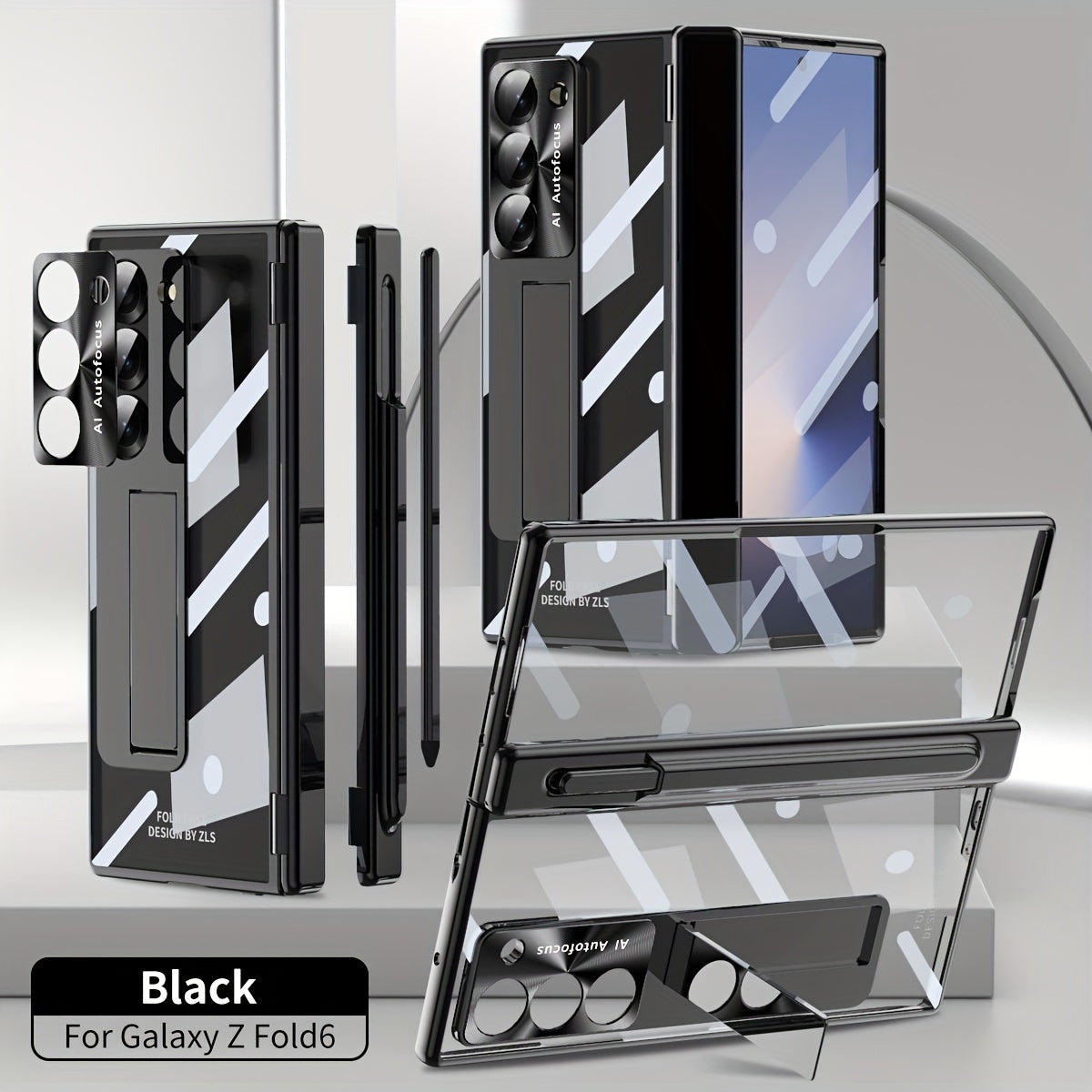 Women’s Electroplated Magnetic Shell for Samsung Zfold6 Phone Case with Double Hinge and Stand