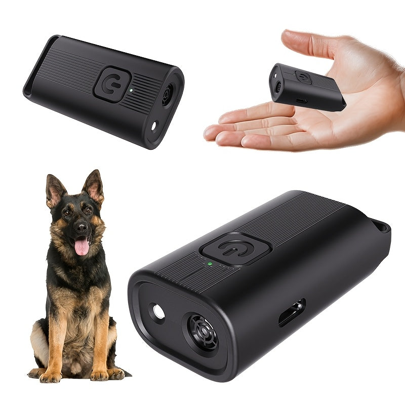 Mini Ultrasonic Dog Repeller with LED Light USB Rechargeable Anti-Barking Trainer