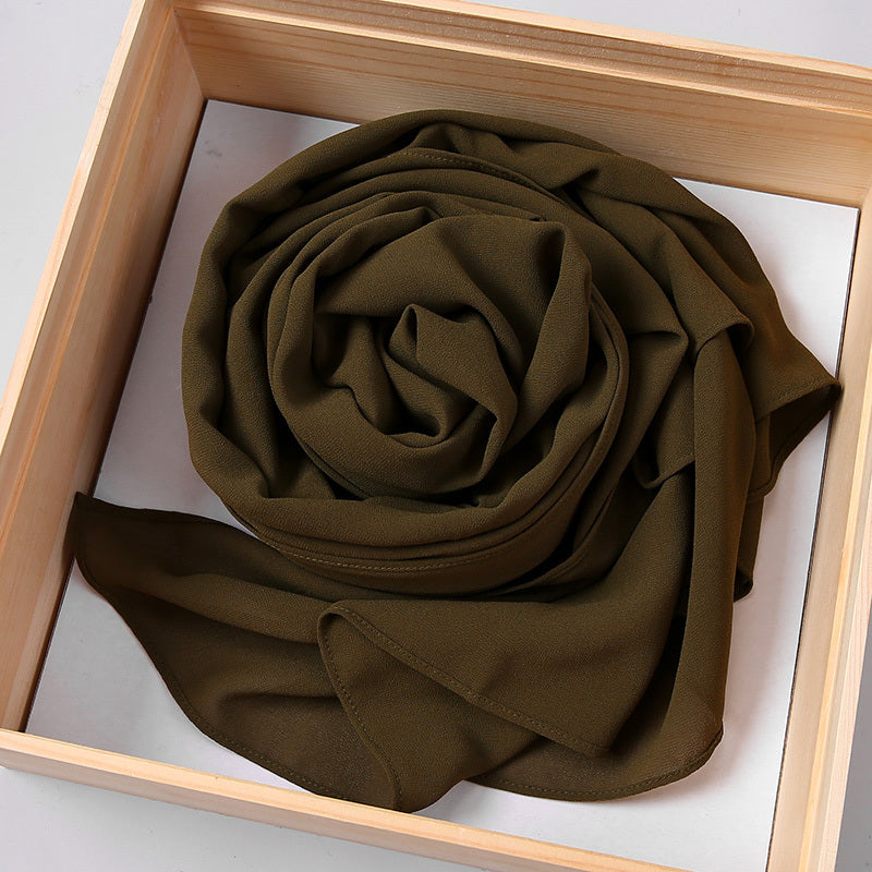 Women's Chiffon Hijab Scarf Long Shawl Lightweight Hair Wrap Solid Color