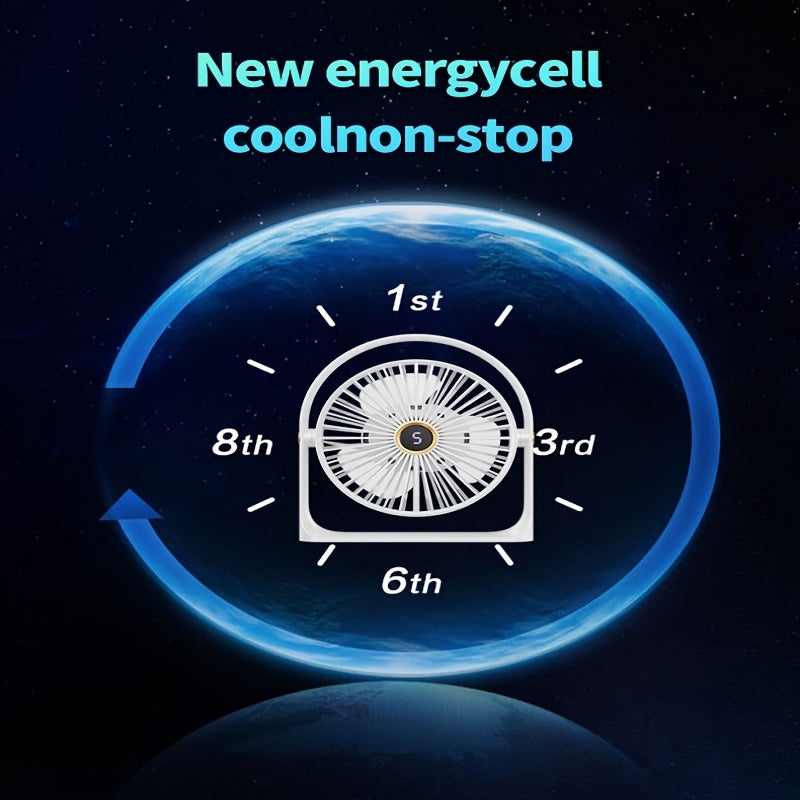 Compact USB Rechargeable Table Fan with Clip-On, Quiet 5W Personal Fan