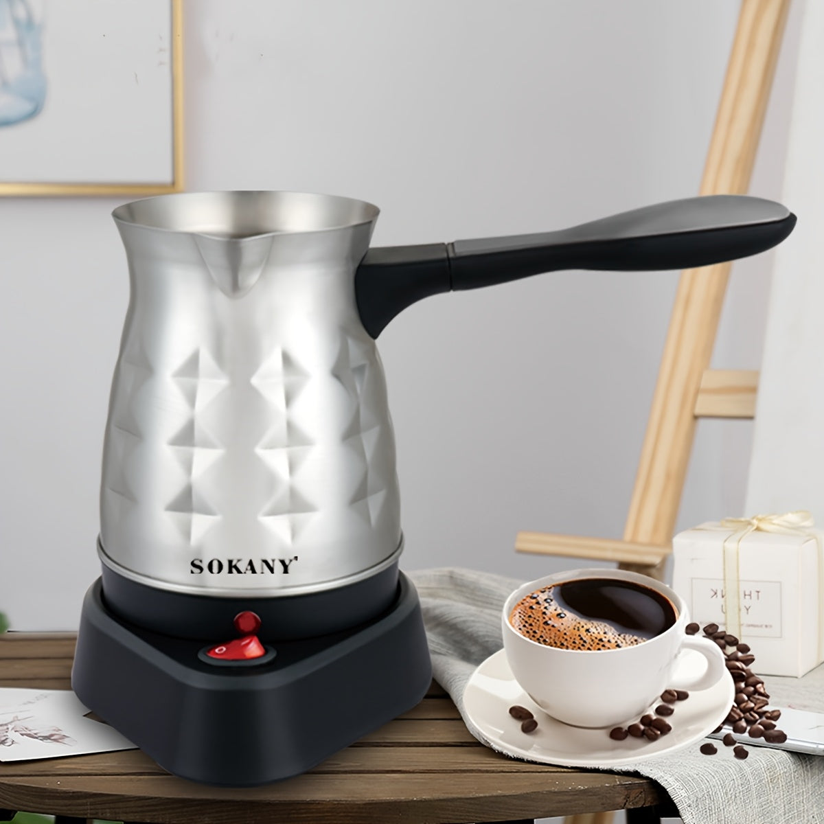 Cafetera compacta de acero inoxidable 600W 500ml eléctrica para espresso, té, leche