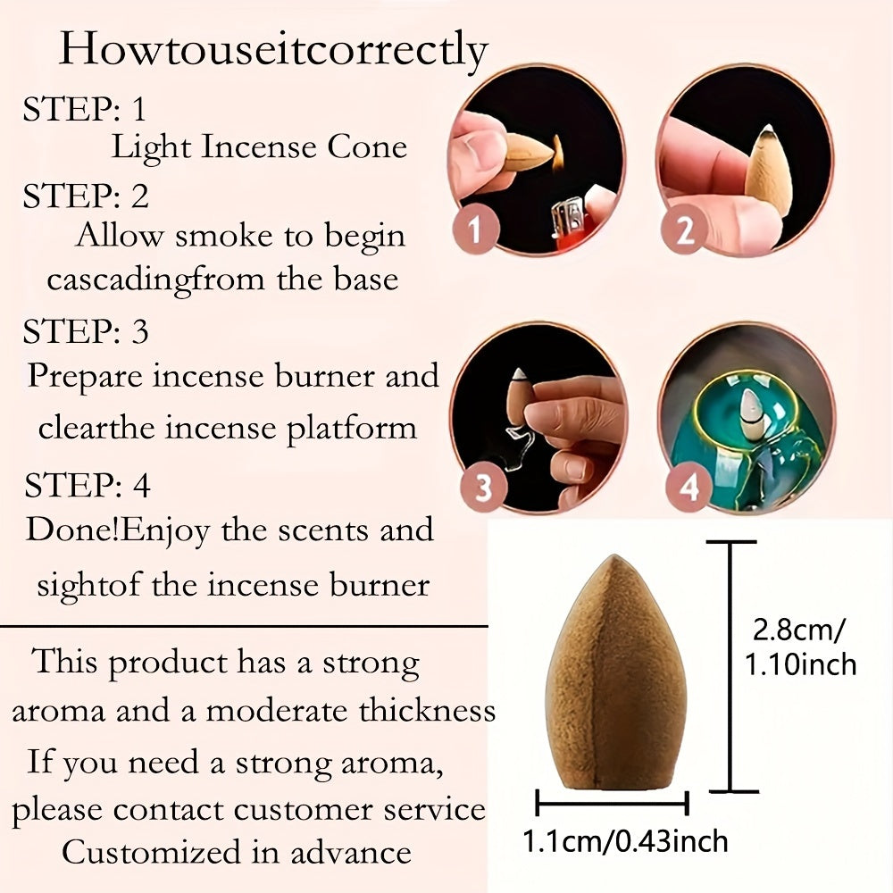 Natural Lavender Incense Cones for Yoga and Tea Rooms Backflow Waterfall Smoke