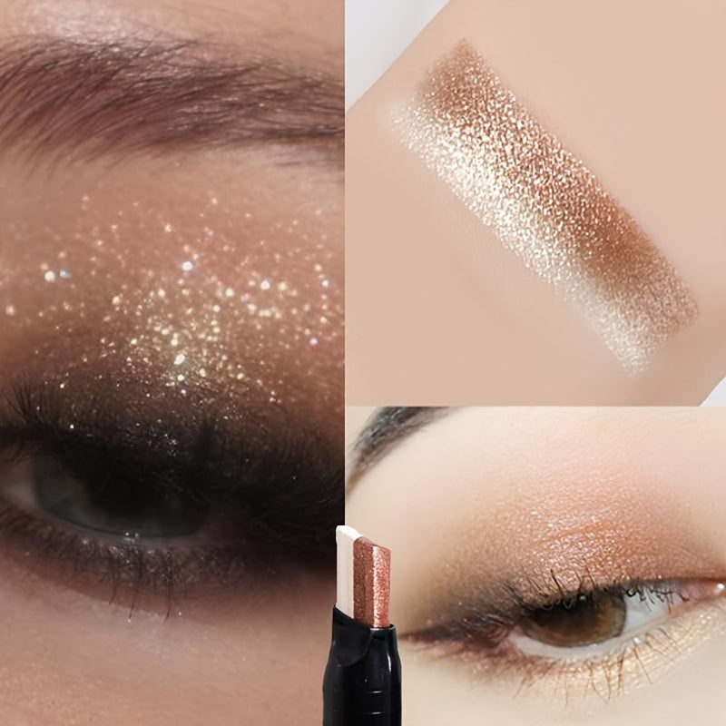 Women Velvet Eyeshadow Stick 2-in-1 Dual Color Waterproof Shimmer Metallic