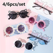 4Pcs Square Frame Glasses for Teens with Bear Ears and Cat Eye Design for Parties and Gifts