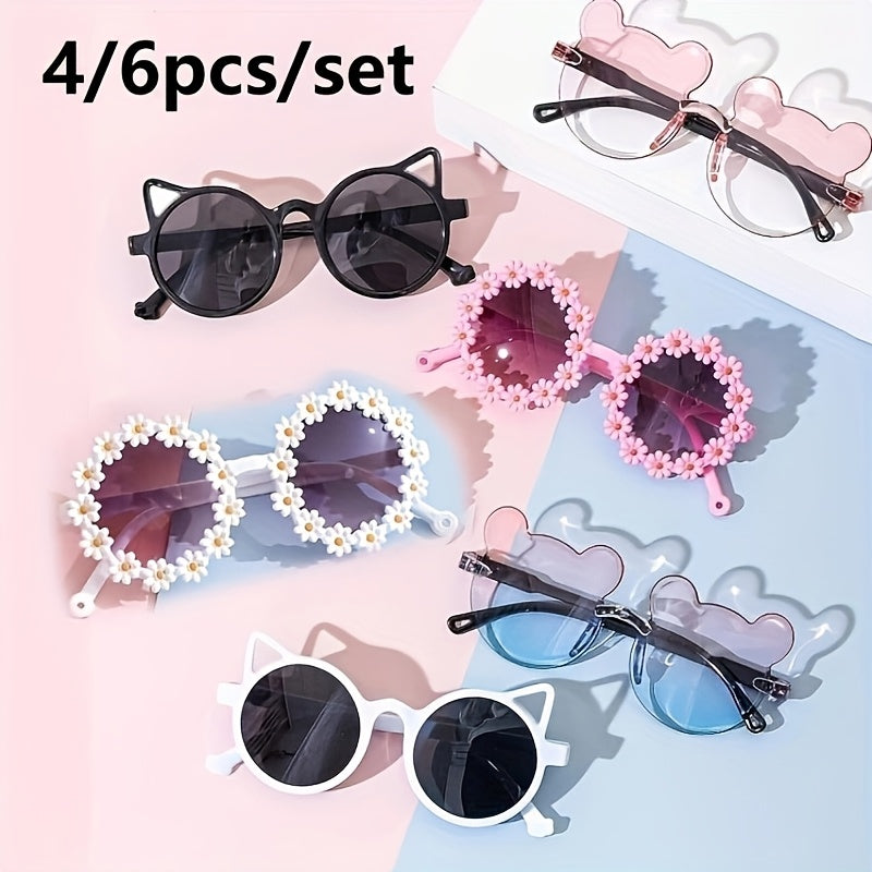4Pcs Square Frame Glasses for Teens with Bear Ears and Cat Eye Design for Parties and Gifts