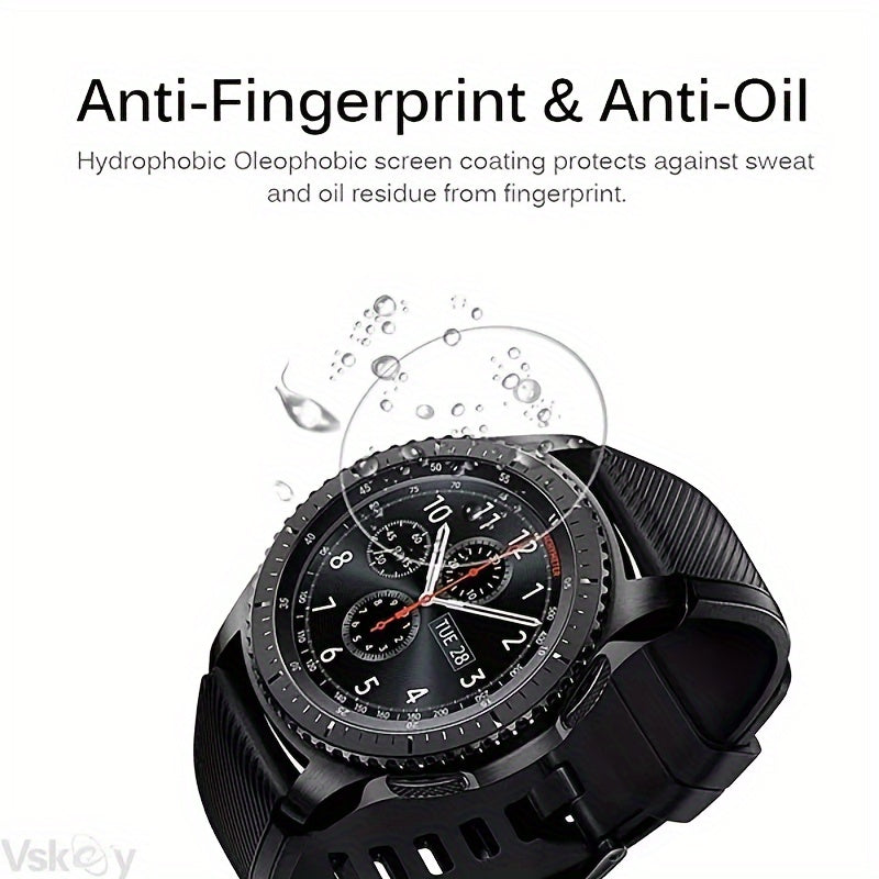 Round Watch Screen Protectors 9H Tempered Glass Bubble-Free Clear 27mm-43mm Set of 2