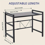 Estante expandible para horno microondas negro con estante de cocina y ganchos