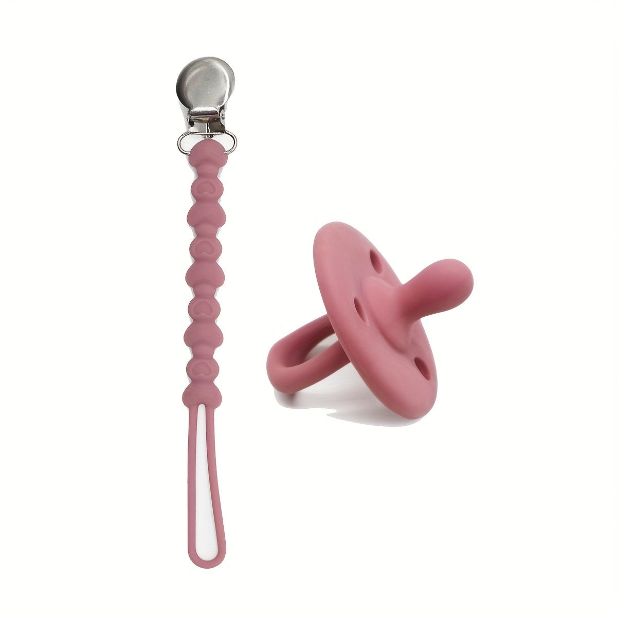 Baby Silicone Pacifiers Bundle of 2 with Pacifier Chains Food Grade Safe for Newborns