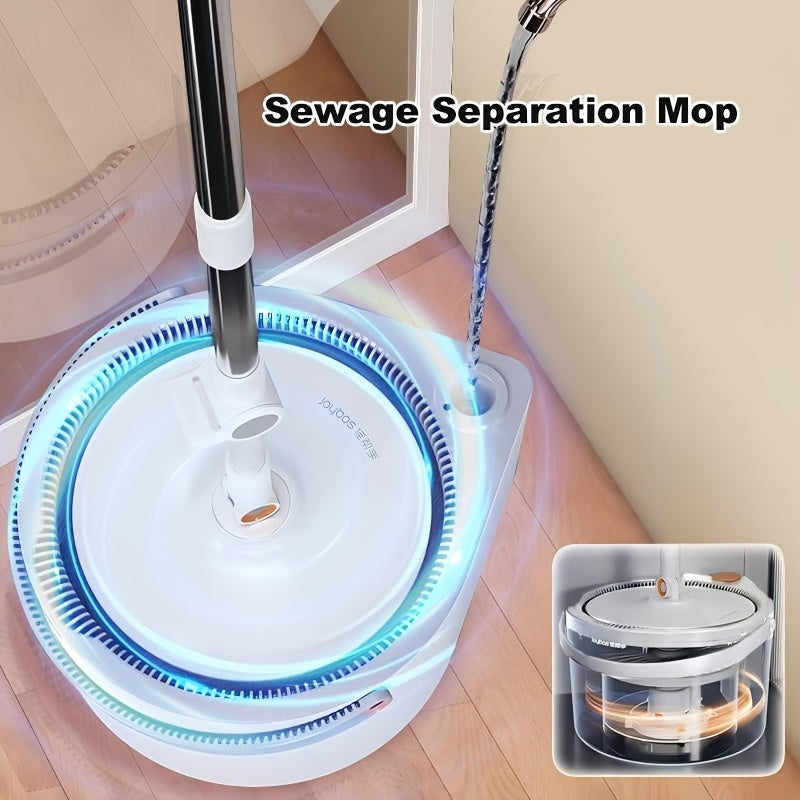 Spin Mop and Bucket System with Long Handle for Wet and Dry Floor Cleaning