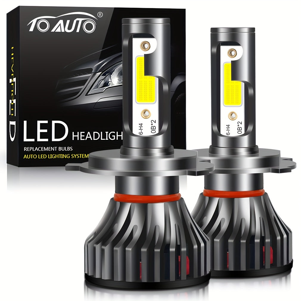 2 dona avtomobil LED faralar lampochkalari, sovuq oq, issiq oq, COB chiplar, H4 aviatsiya alyuminiy