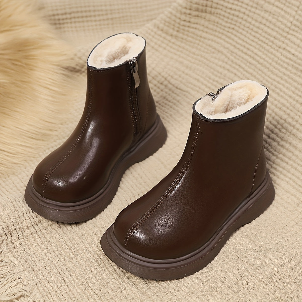 Ayollar uchun tasodifiy kiyim uchun iliq fleece astarli botinkalar