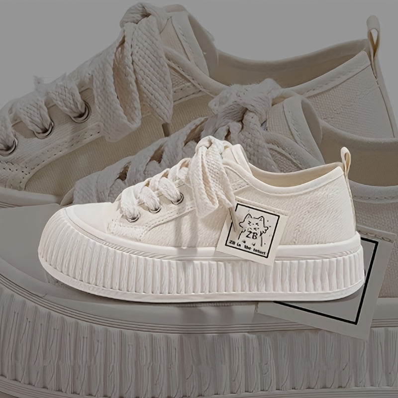 Женские красные и белые канвасовые кроссовки с дышащей тканью, толстой резиновой подошвой, легким дизайном, подходящие для ручной или сухой стирки.