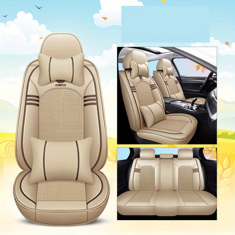Universal Car Seat Cushion Cover Synthetic Leather Breathable All-Season Seat Pad