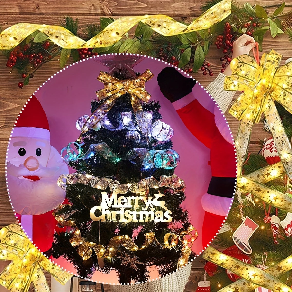 Luces de cinta LED alimentadas por batería de 1.97 pulgadas de ancho para fiestas navideñas, bodas y eventos en interiores