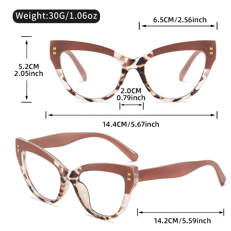 Cat Eye Reading Glasses with Metal Hinge and Color Block Design +1.0 to +4.0