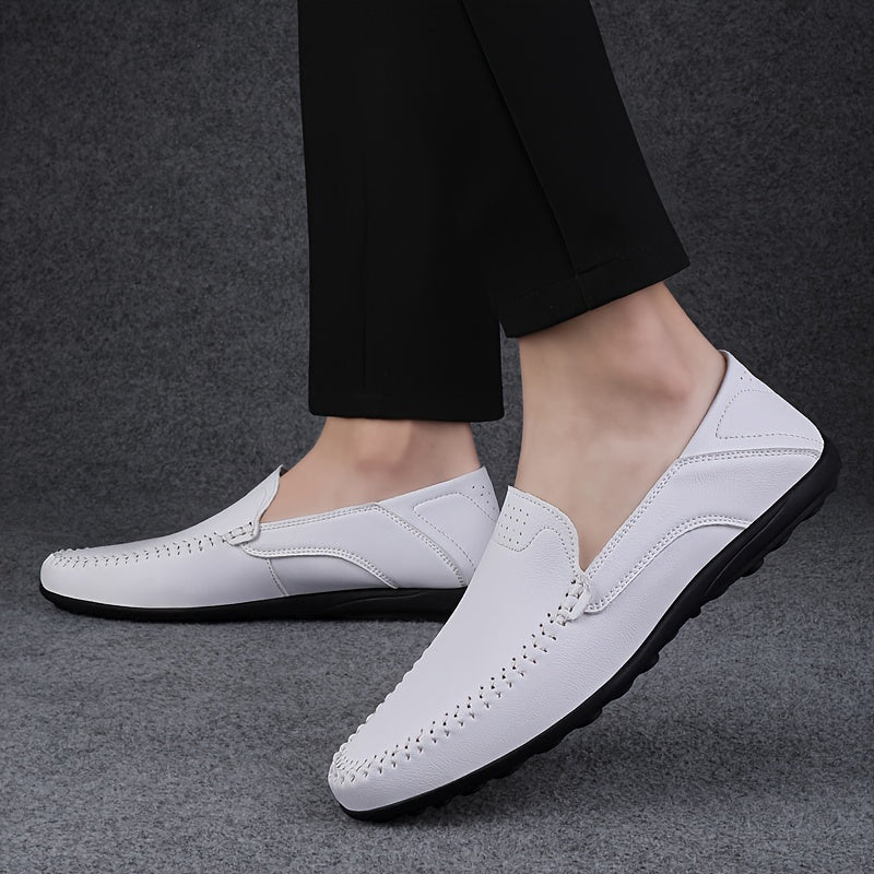 Men's Loafer Shoes Solid Color Casual Slip-On Rubber Sole for Spring Summer