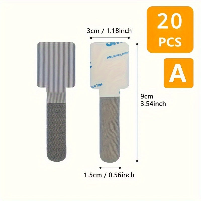 20 Pieces Nylon Cable Management Tape with Easy-Lock Design for Wire Organization