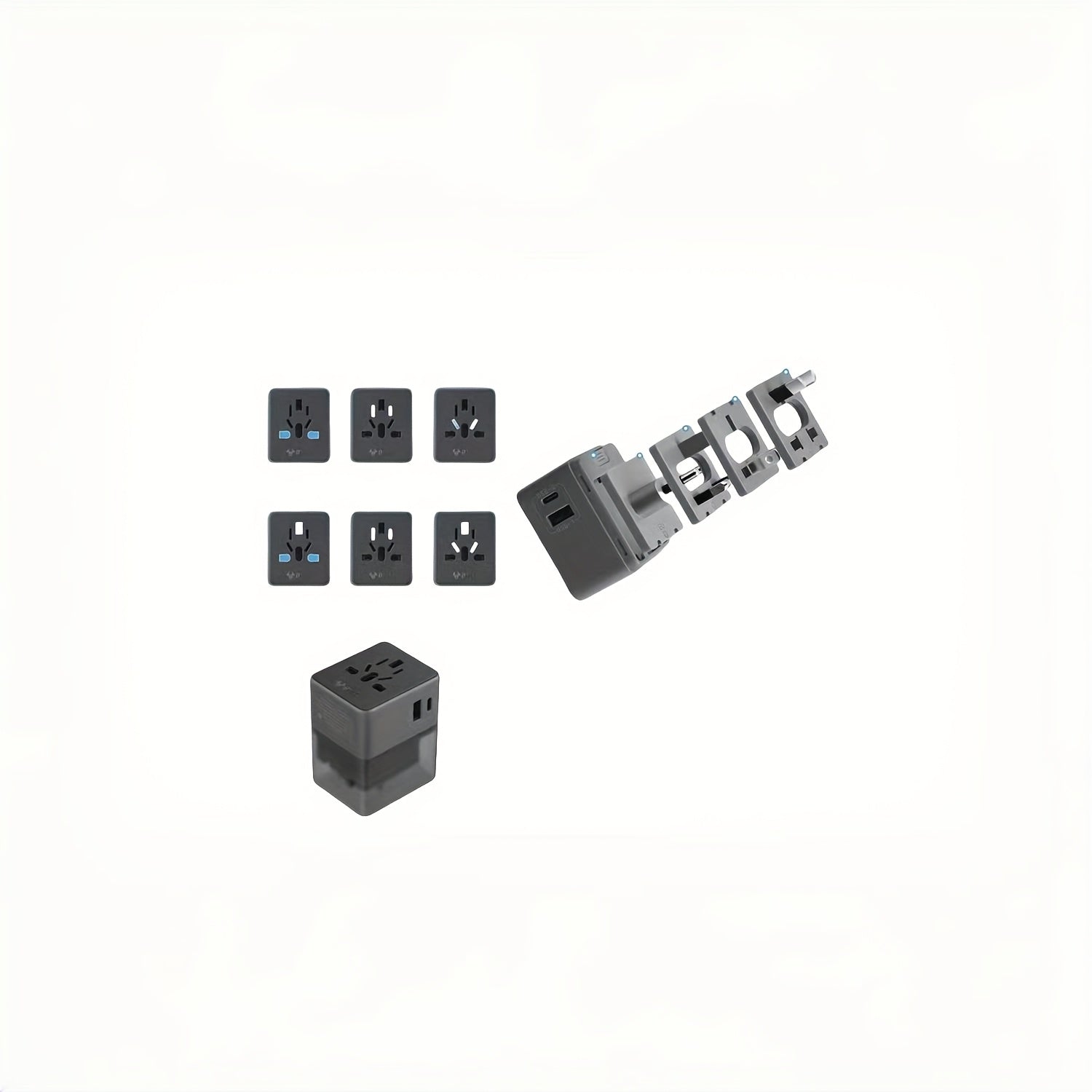 Adaptador de corriente universal para viajes con enchufe múltiple y clavijas US UK AU EU