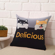 Square Cushion Cover with Dog Design 45cm Removable Zipper Washable for Sofa Bed Car Decor