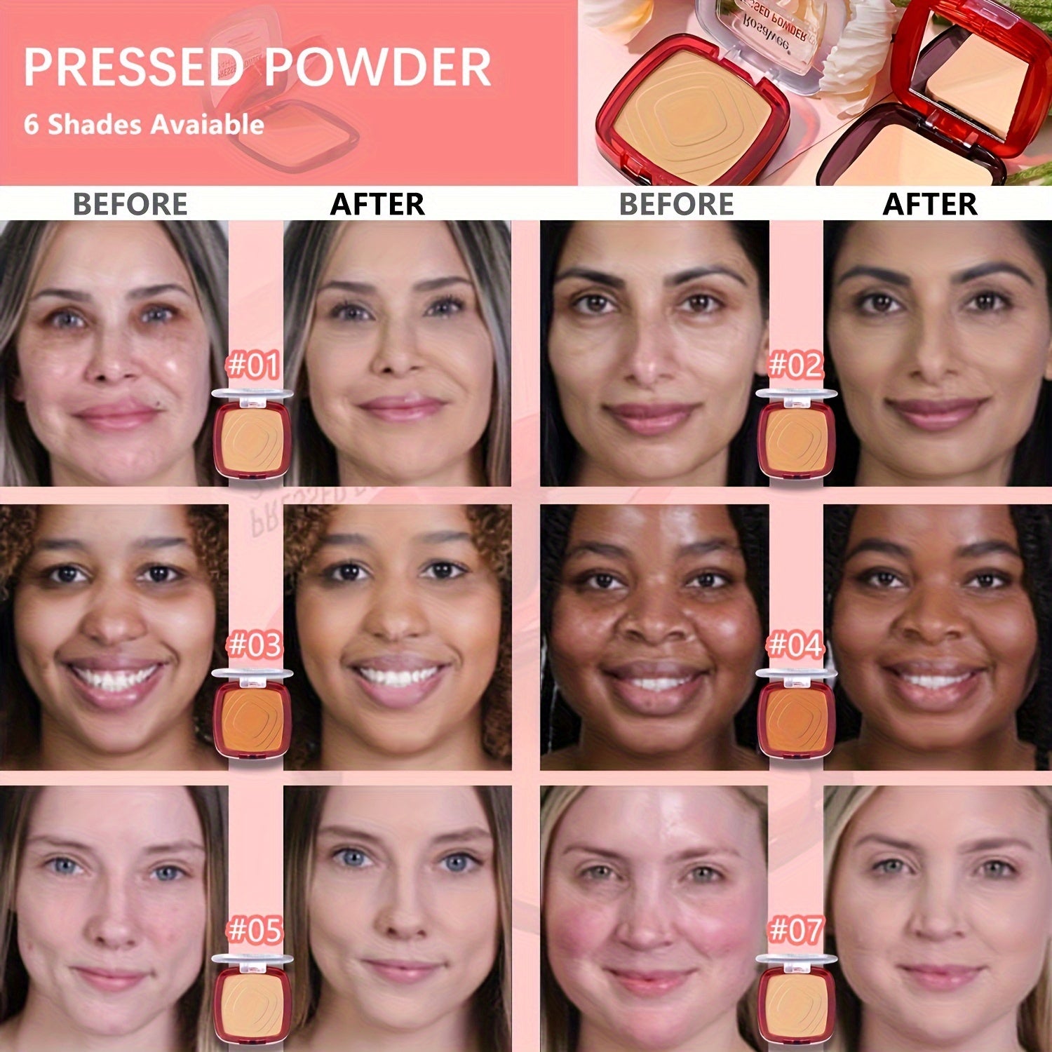 Women Matte Full Coverage Pressed Powder Foundation with Puff Oil Control