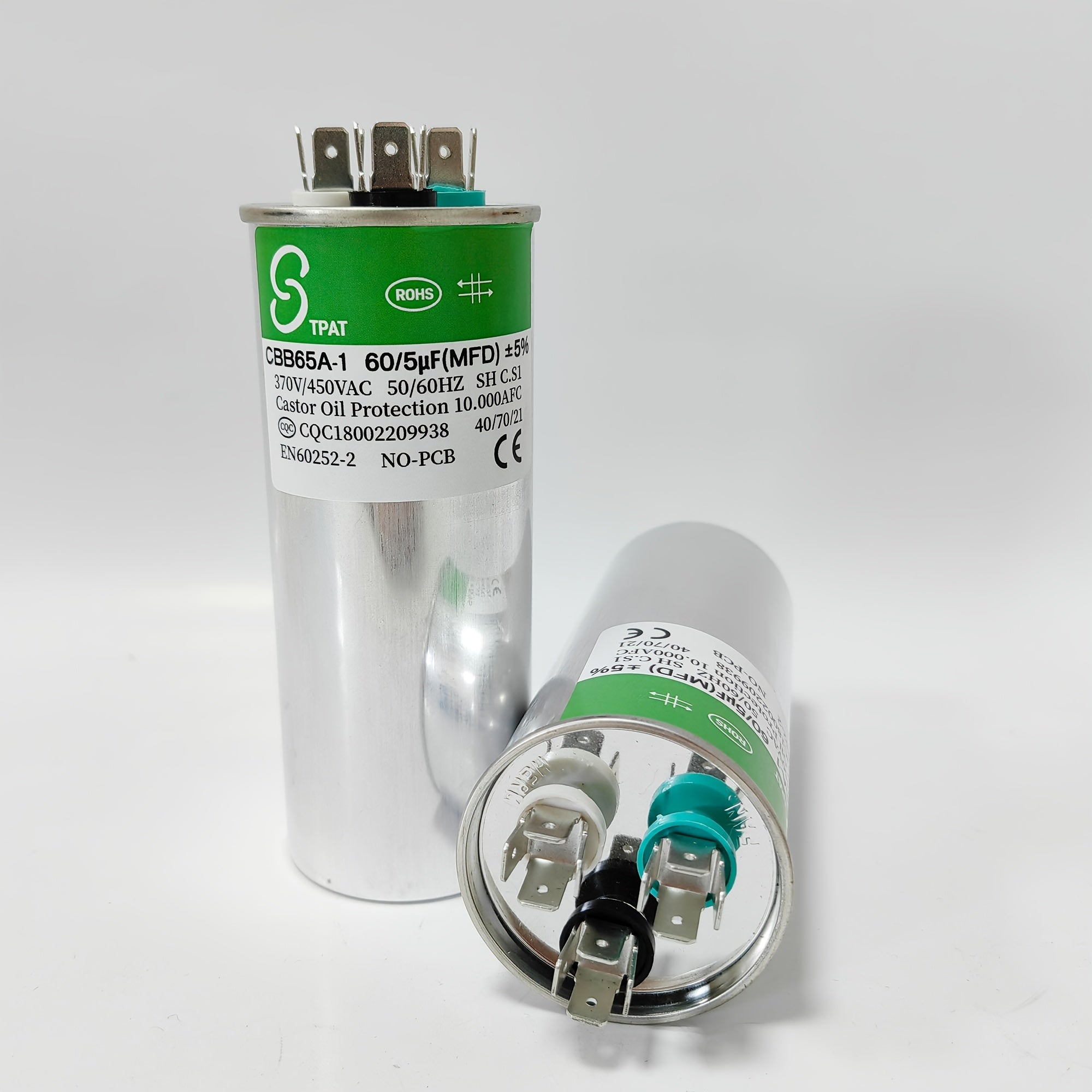 60+5µF ikki tomonlama kondensatorlar havo konditsionerlari, issiqlik pompasi uchun 370V 450VAC ichki foydalanish