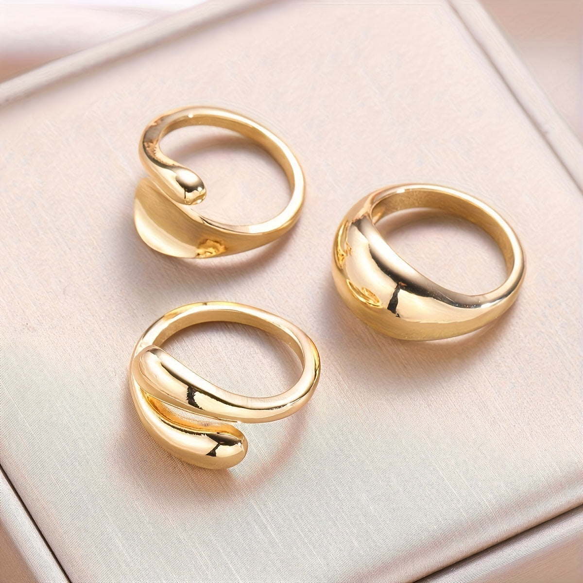 Women’s Geometric Open Ring Set 3-Piece Minimalist Jewelry for Everyday and Gifting
