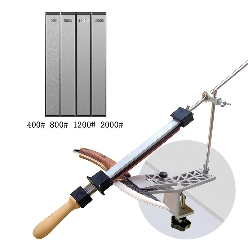 Durable Knife Sharpener with Angle Adjustment Water-Wettable Diamond Stones for Kitchen and Woodworking Tools