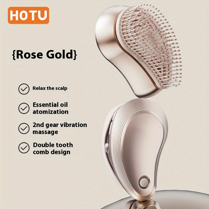 1 dona HOTU Elektrik Bosh Massajchi, USB orqali zaryadlanadigan 600mAh batareya, Ikki tebranish rejimi, Asosiy moy atomizatsiyasi va almashtiriladigan ikki tishli dizayni bilan portativ boshni bo'shatuvchi taroq.