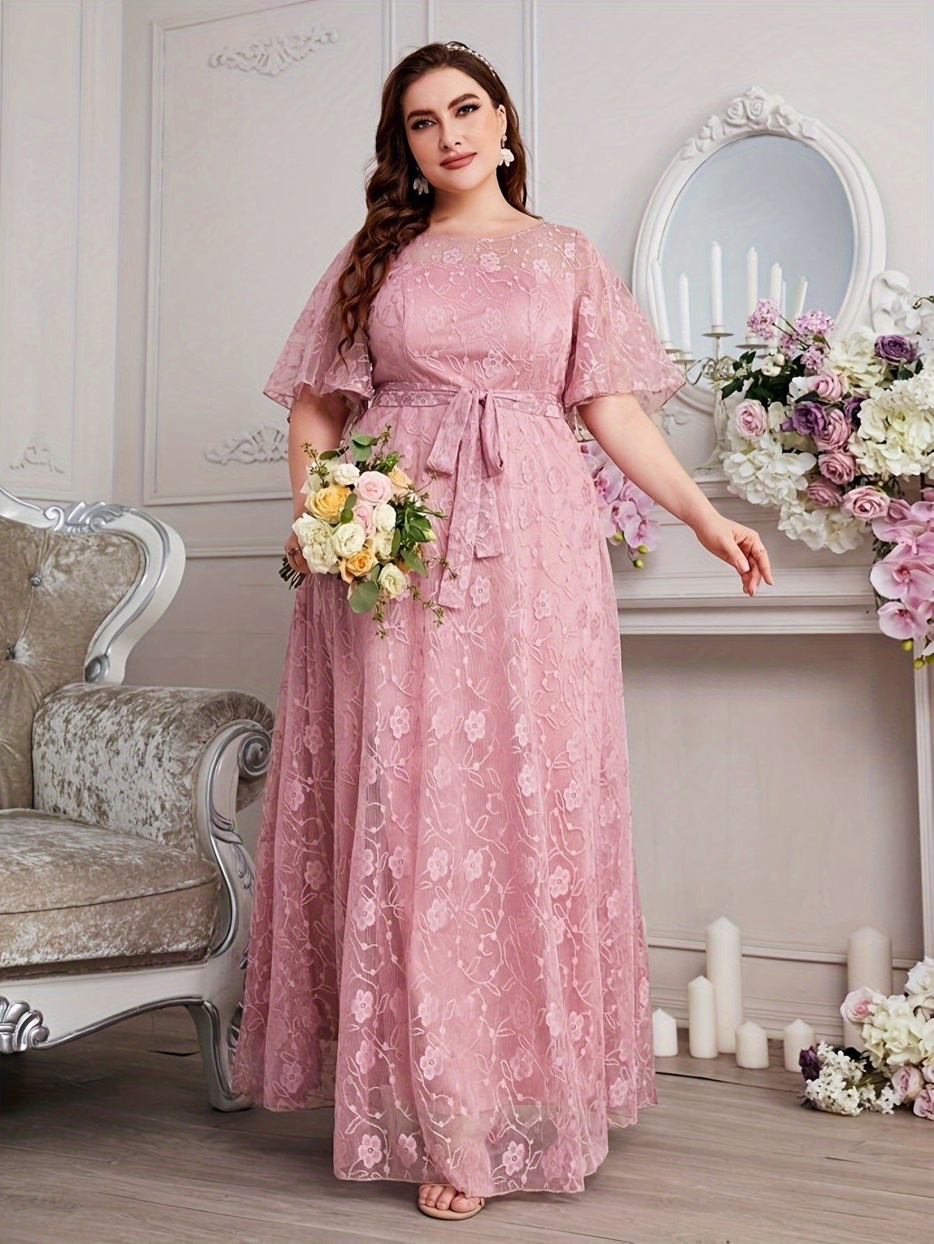 Yuqori beldagi dantel dizayni bilan katta evropalik va amerikalik ayollar uchun yangi zamonaviy yozgi yubka.