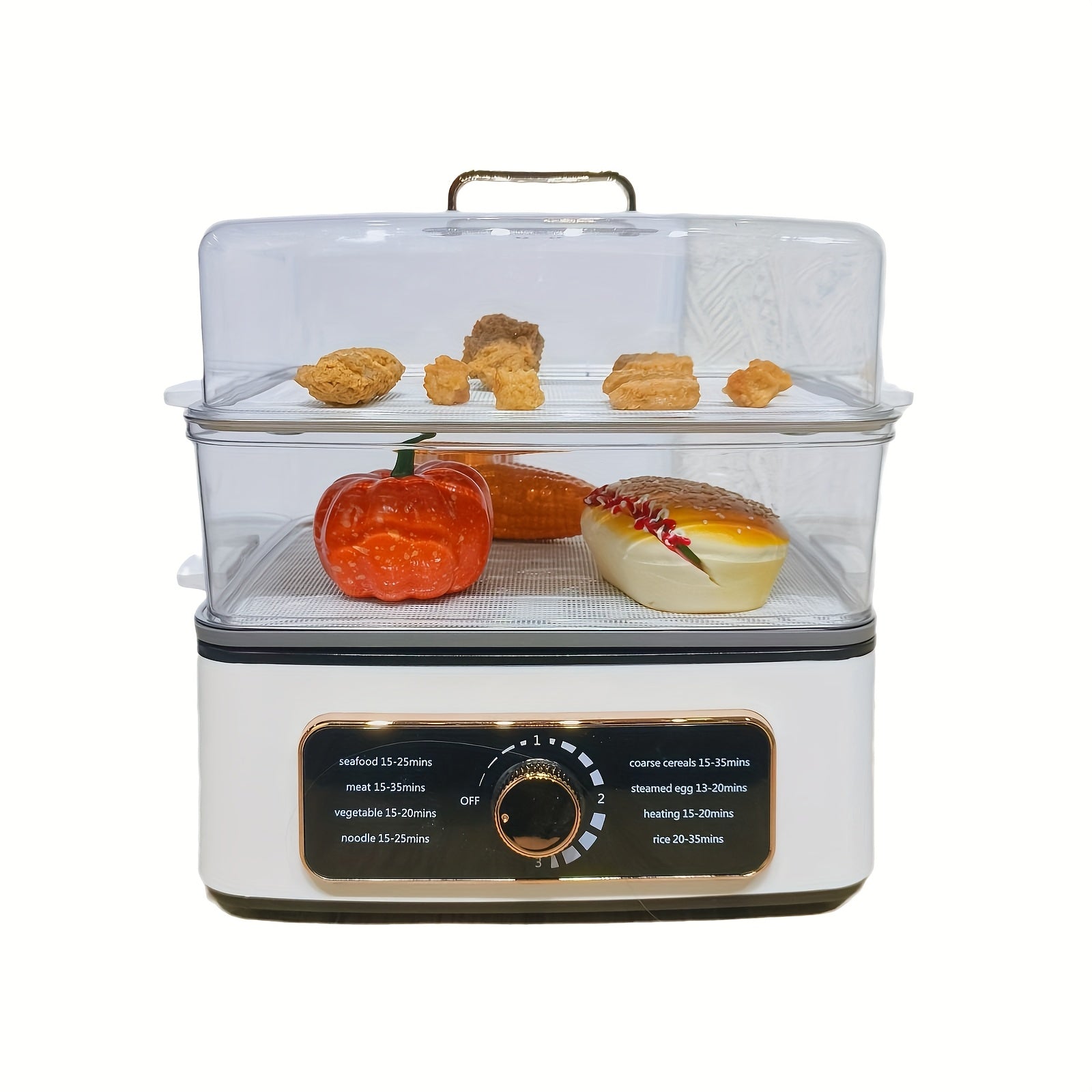 8 режим ва қўлланма ёқилган қуритилган пўшиш муҳофазасига эга 1500W ақлли электр пароварка, 3-5 кишига мўлжалланган. Оқ рангда, қизилча деталлар билан, эрталабки овқат, тайёрлаш ва иссиқ қовуриш учун мўлжалланган. Мўлжалланган ва замонавий ошхона