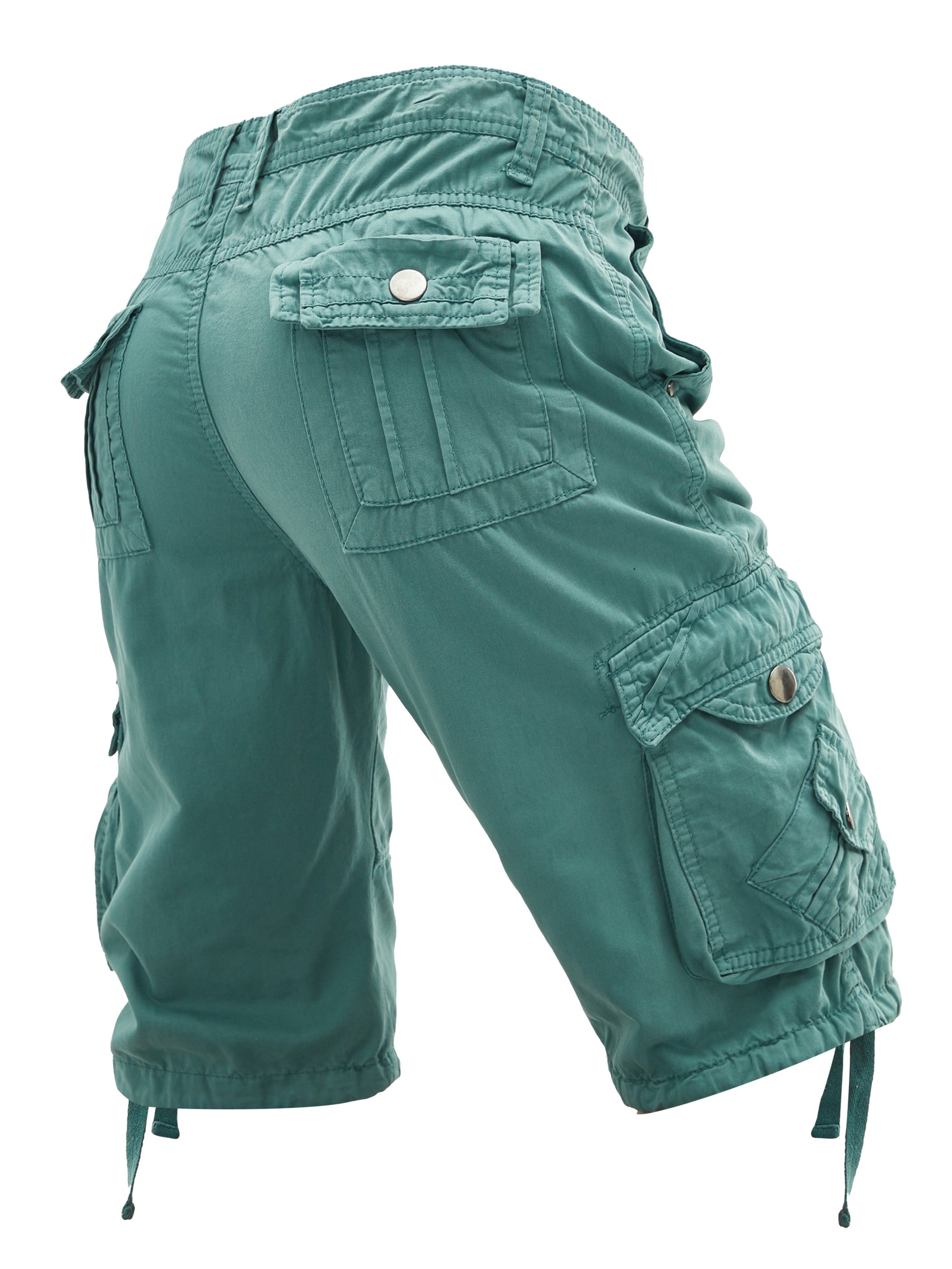 Men's Cotton Cargo Shorts Plus Size Solid Color Non-Stretch Pockets Casual Streetwear