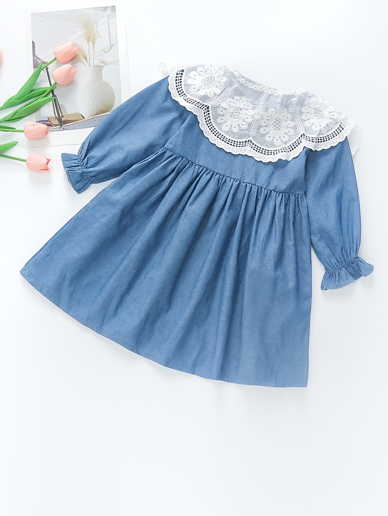 Girls' Cotton Dress with Bunny Accessory Long Sleeve Princess Style for Spring Fall