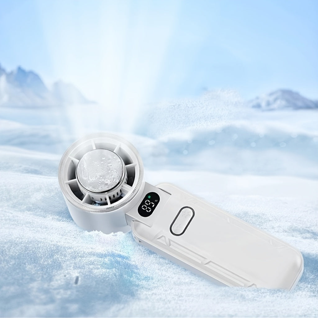 Portable USB Rechargeable Mini Fan with Neck Design, Ice-Cool Technology, Pink or Blue