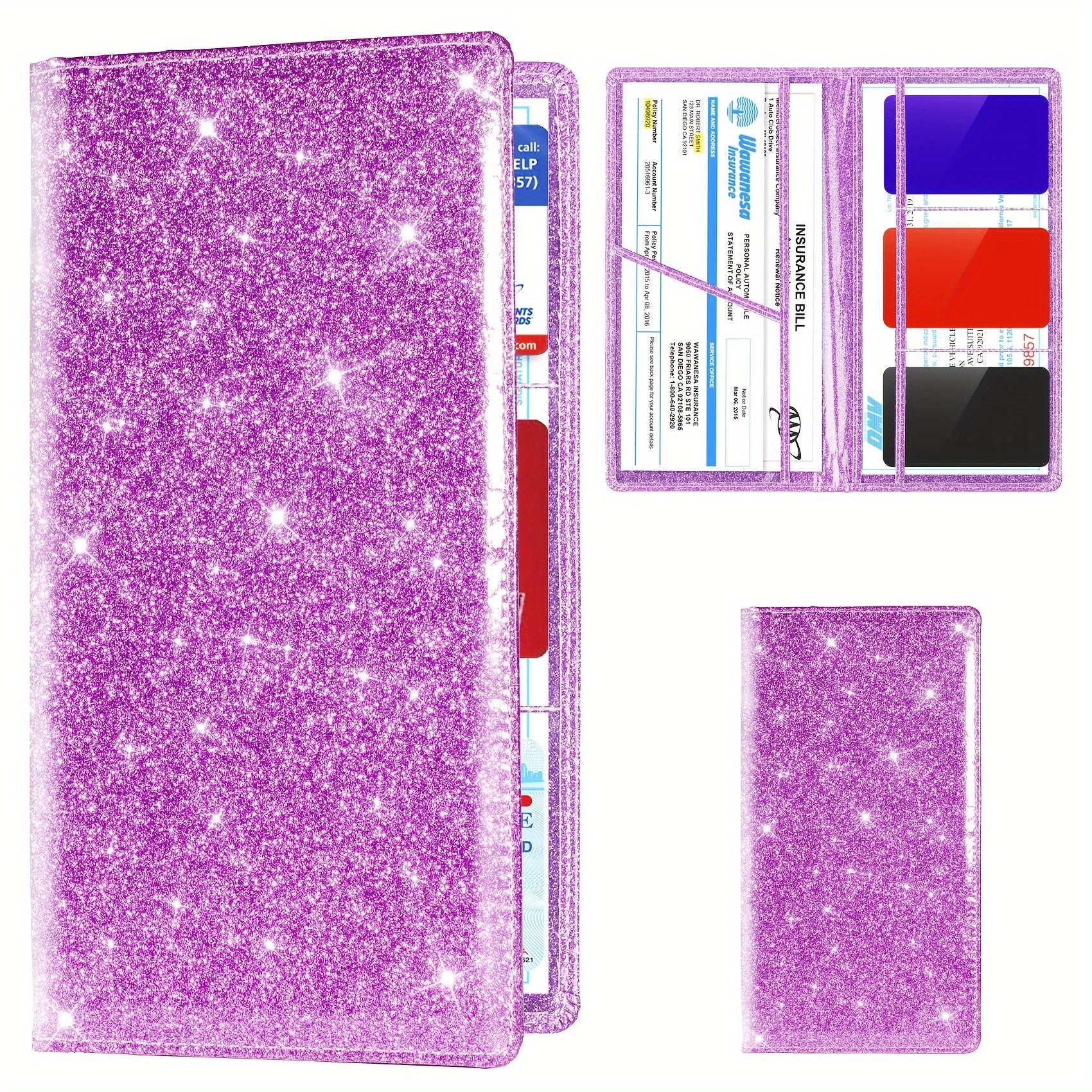 Car Registration and Insurance Card Holder Leather Vehicle License Organizer