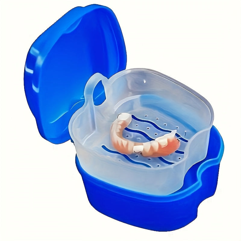 Denture Care Cleaning Box Plastic Denture Bath Box with Mesh Filter