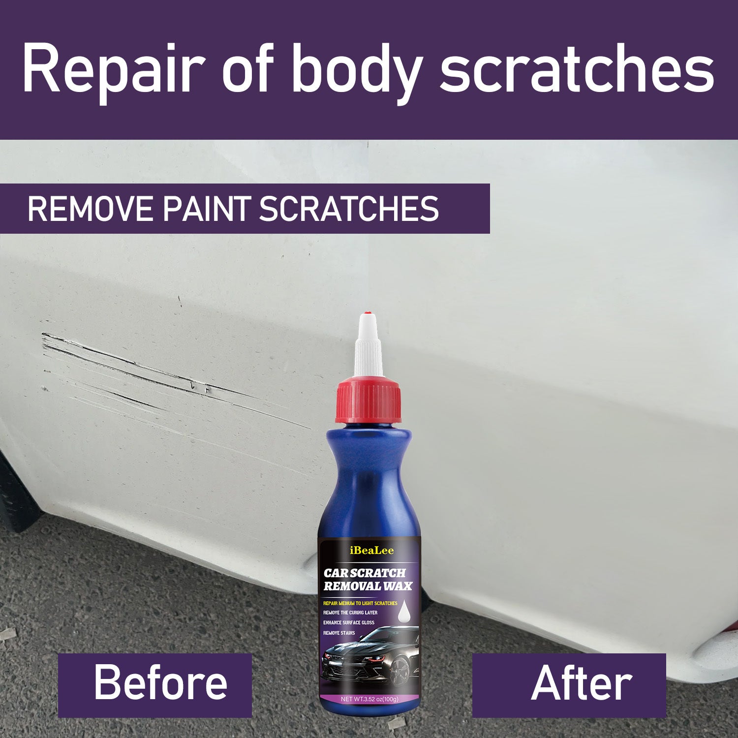 Avtomobil chizig'ini tuzatish uchun universal bo'yoq olib tashlash vositasi va polishing qoldiq bilan to'ldirilgan tozalash komplekti