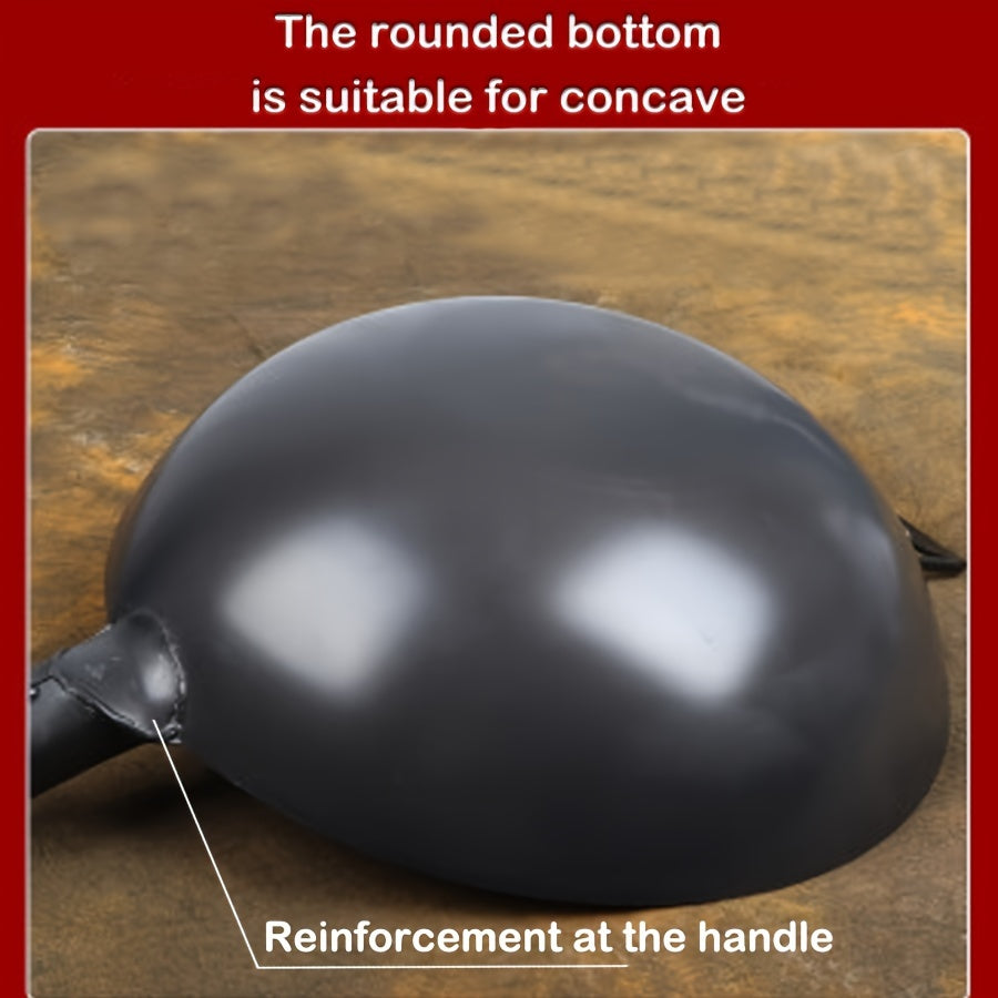 Traditional Chinese Cast Iron Wok with Wooden Handle Non-Stick Surface for Gas Stoves